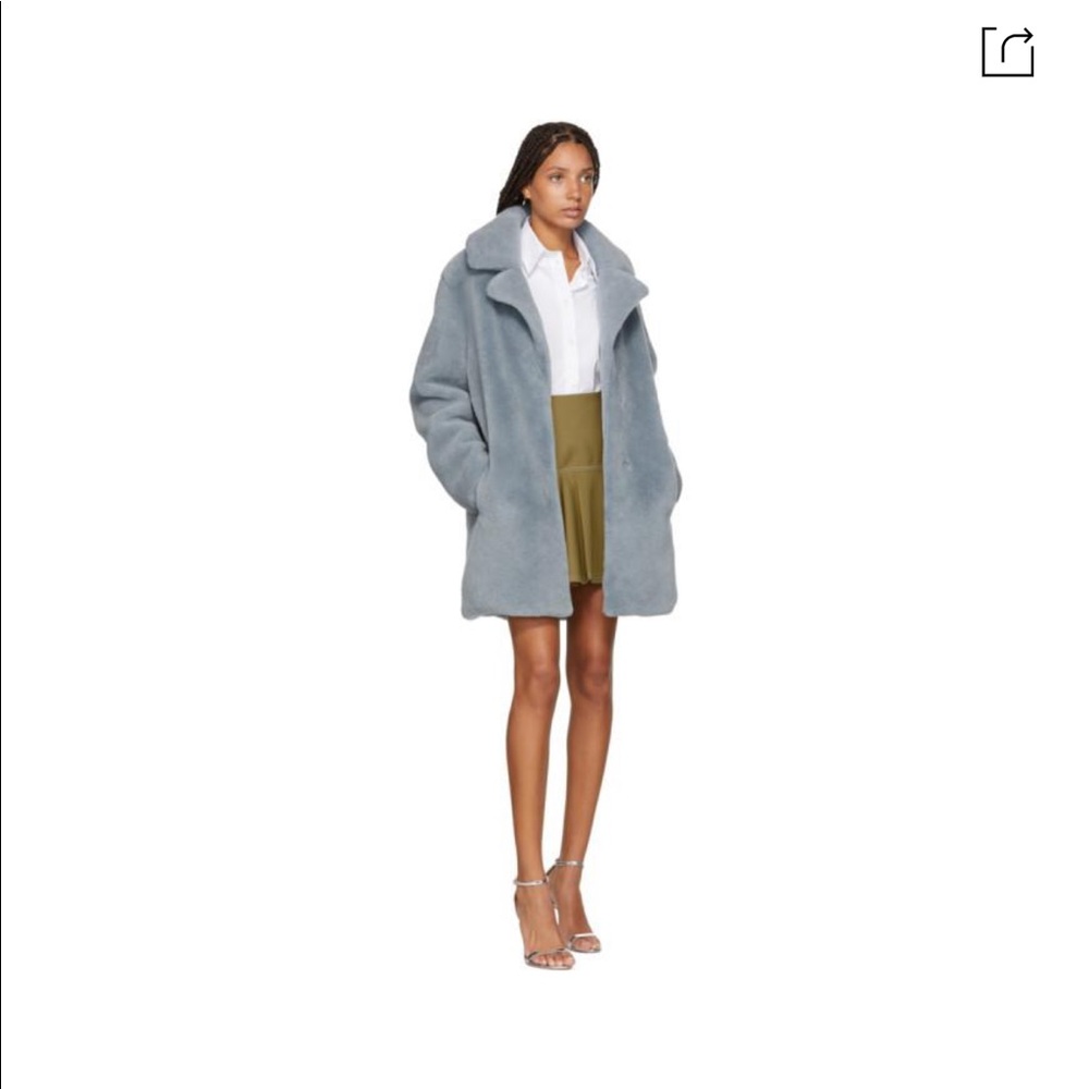 Yves Salomon Meteo Blue Curly Lamb Shearling Coat
